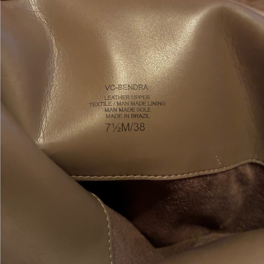 Vince Camuto Leather Boho Riding Boots Taupe Knee High 7.5 - Picture 7 of 8